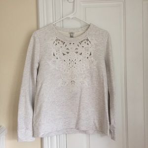 J. Crew Embroidered Crewneck Sweatshirt Size Small